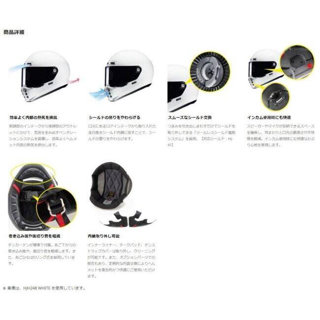 メット本体、インカム、シールド、グローブセット HJC エイチジェイシー HJH248 V10 ソリッド サイズ：M (57-58cm) フル