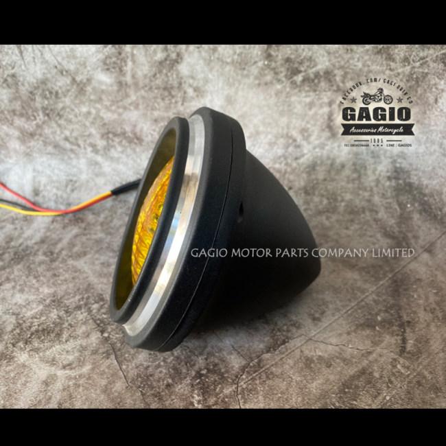 GAGIO MOTOR PARTS ガジオモーターパーツ Round headlight， size 5 inches， pointed end， yellow lens. ヘッドライト 灯火類 電装系_2