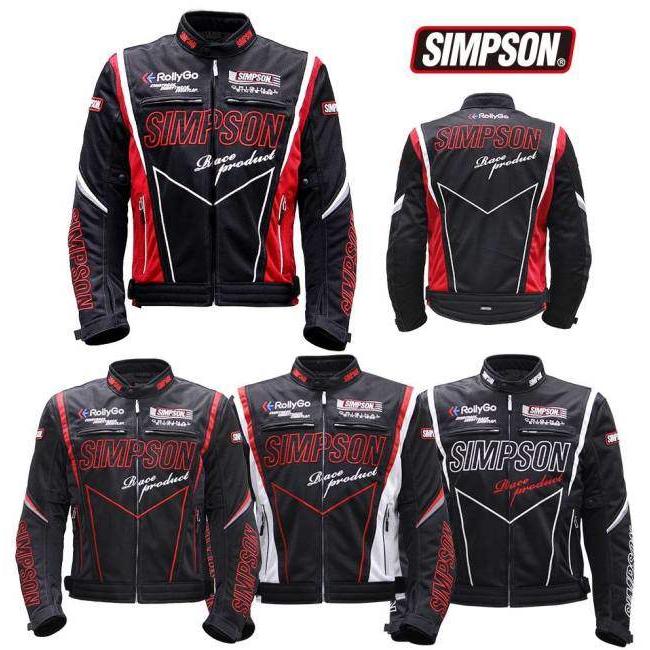 SIMPSON レザージャケット ブラック レッド Lサイズ SIMPSON（シンプソン） NSM-D01 ライダースメッシュジャケット サイズ