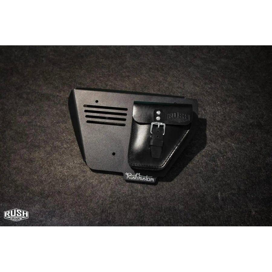 Rush Kustom 革製バッグ付きサイドカバー黒 ラッシュカスタム 水冷