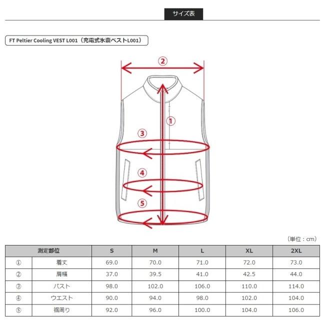 Liberta! リベルタ FREEZE TECH 氷撃 充電式氷嚢ベスト L001 サイズ