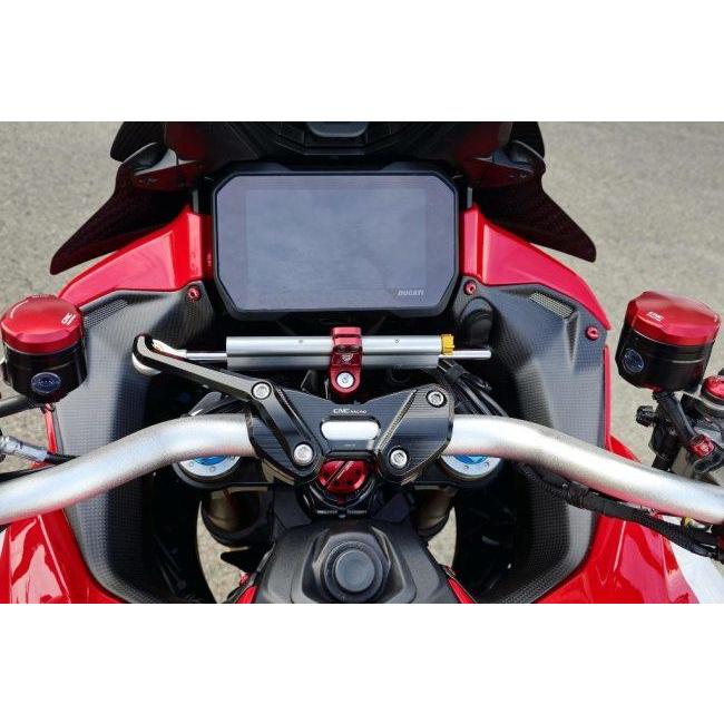 CNC Racing シーエヌシーレーシング ステアリングダンパーブラケット カラー：レッド MULTISTRADA V4 Pikes Peak RS DUCATI ドゥカティ ハンドル周辺パーツの画像