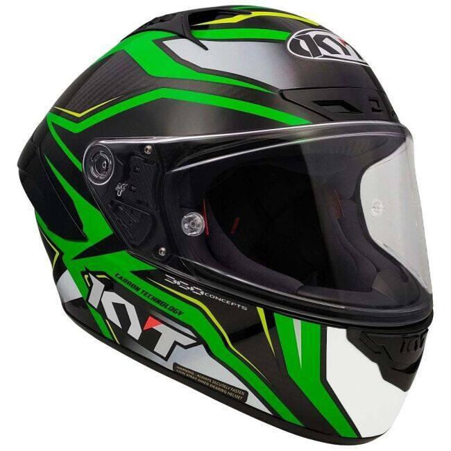 KYT ケイワイティ NZ RACE CARBON STRIDE GREEN FLUO／WHITE ／E06［カーボンストライドグリーンフロー］ヘルメット サイズ：L(59-60cm) ヘルメット | ブランド登録なし | 17