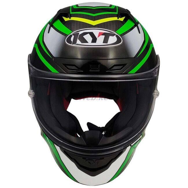 KYT ケイワイティ NZ RACE CARBON STRIDE GREEN FLUO／WHITE ／E06［カーボンストライドグリーンフロー］ヘルメット サイズ：L(59-60cm) ヘルメット | ブランド登録なし | 18