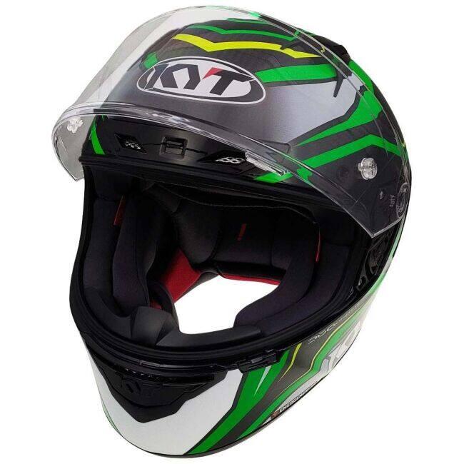 KYT ケイワイティ NZ RACE CARBON STRIDE GREEN FLUO／WHITE ／E06［カーボンストライドグリーンフロー］ヘルメット サイズ：L(59-60cm) ヘルメット | ブランド登録なし | 19