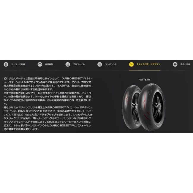 PIRELLI ピレリ DIABLO ROSSO IV 【190/50 ZR 17 M/C (73W) TL】 ディアブロ ロッソIV タイヤ オンロードタイヤ・スポーツ オンロードタイヤ | PIRELLI | 07