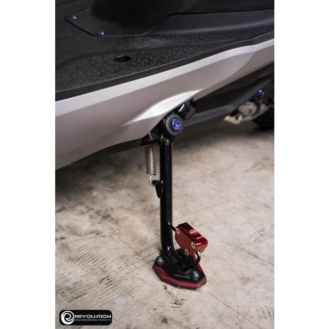 REVOLUTION レボリューション Side Stand Base (Black Stainless+Aluminium) 2D ADV-350/FORZA-350/LEAD-125 Color：Red ADV150 ADV350 FORZA350 LEAD125｜webike02｜02