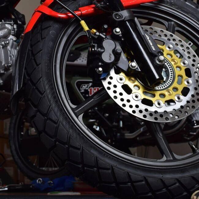 CT125 太足 ゴールドカラー前後アルミリムホイールセット モトライン チューブレス ホイール J17 x 1.60 フロント リア 前後