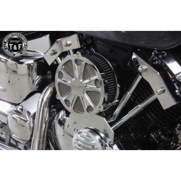 Garage T&F ガレージ ラグジュアリーエアクリーナーKIT スター＆プッシュロッドカバーSET エアクリーナー部分：メッキ仕上げ YAMAHA ヤマハ 吸気関連