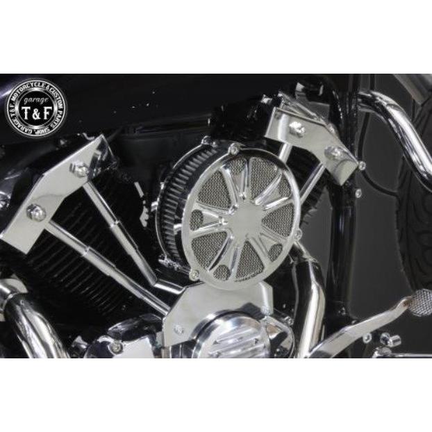 Garage T&F ガレージ ラグジュアリーエアクリーナーKIT スター＆プッシュロッドカバーSET エアクリーナー部分：メッキ仕上げ YAMAHA ヤマハ 吸気関連