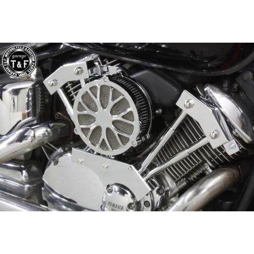 Garage T&F ガレージ ラグジュアリーエアクリーナーキット＆プッシュロッドカバーセット カラー：メッキ / タイプ：フラワー YAMAHA ヤマハ 吸気関連