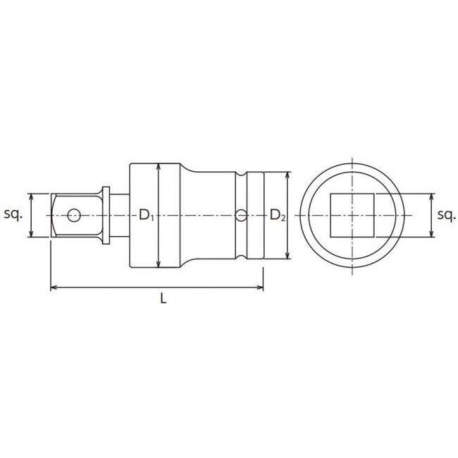 KTC ケイティーシー 19.0SQ インパクトレンチ用ユニバーサルジョイント アダプター・ユニバーサルジョイント ソケット ハンドツール