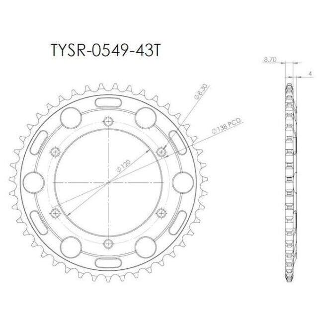 TYGA PERFORMANCE タイガパフォーマンス リアスプロケット 43T #530 PRO-ARMハブコンバージョンアルミ(ブラック)RC36-2 VFR750R VFR750F HONDA ホンダ 駆動系_2