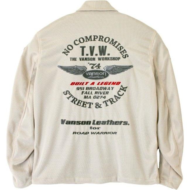 vanson メッシュコーチジャケット アイボリー　Mサイズ VANSON バンソン メッシュコーチジャケット サイズ：XL メッシュ