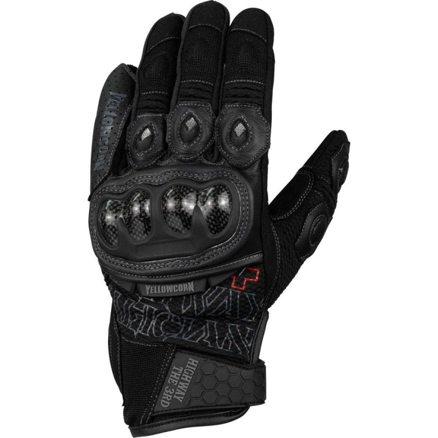 YG192 ブラック/シルバー Mサイズ チタンレザーグローブ YeLLOW CORN（イエローコーン） YG-192 バイク バイクウェア