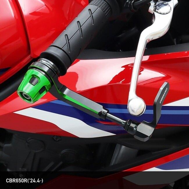 ENDURANCE エンデュランス ホンダ系 組み合わせレバーガード＋バーエンドセット バーエンドアウターカラー：ブラック / レバーガードボディカラー：グリーンの画像