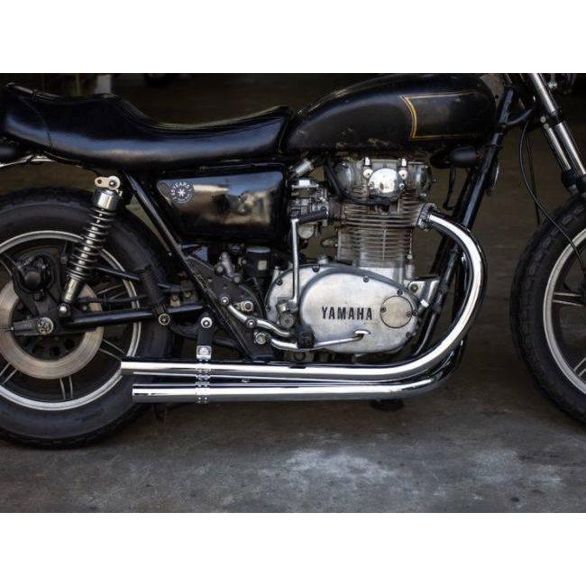 SR400⁄500用 オールドスタイル手曲げマフラー クローム「MOTOR ROCK