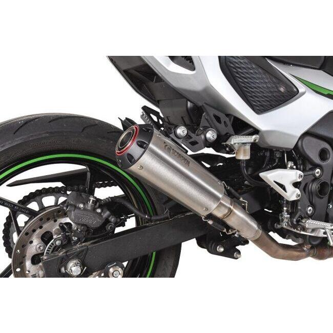 SCORPION スコーピオン レッドパワー スリップオンマフラー タイプ：Brushed Stainless Steel Sleeve Ninja 7 Hybrid Z7 KAWASAKI カワサキ マフラーの画像