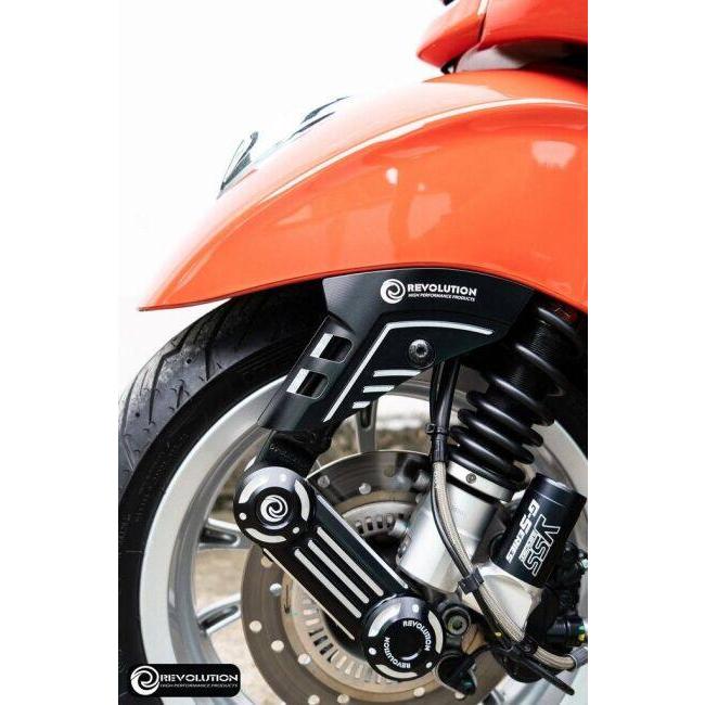 REVOLUTION レボリューション Front suspension cover (2Tone) VESPA GTS SPRINT and PRIMAVERA COLOR：Black Red フロントフォークキット サスペンション_1