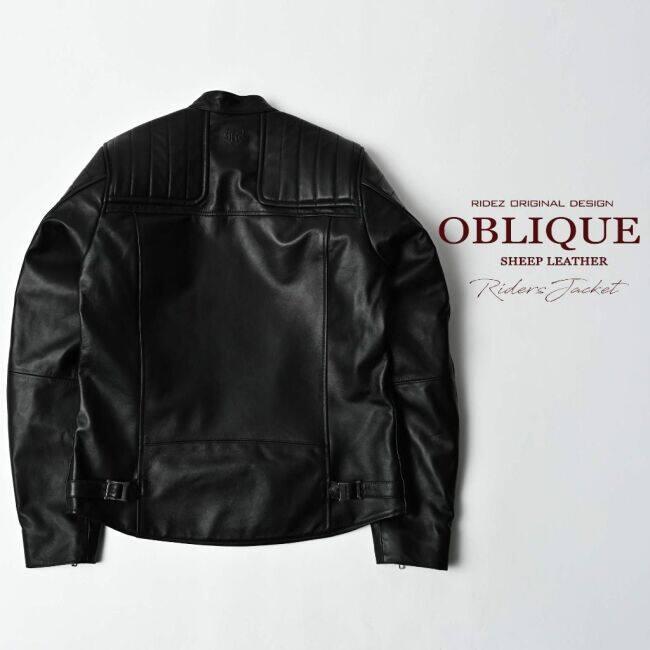 【新品未使用品】RIDEZ ライズ レザージャケット　ブラック（XLサイズ） RIDEZ ライズ OBLIQUE JACKET バイク用 シングル レザージャケット