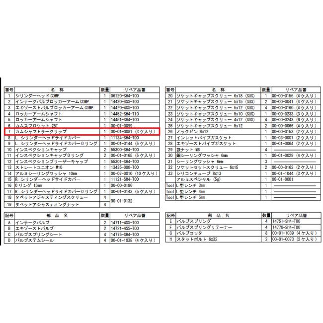 SP武川 SPタケガワ 【補修部品】カムシャフトサークリップ その他カムシャフトオプション・補修部品 エンジンパーツ エンジン | スペシャルパーツ武川 | 01