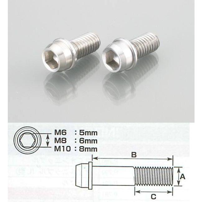 K-CON キタココンビニパーツ ビビッドボルト M10(ステンレス) (首下/B)：20mm×(ネジ部/C)：20mm(全ネジ) 汎用ボルト・ネジ | KーCON