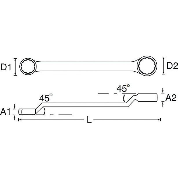 SIGNET シグネット 45度メガネレンチ (コンパクトタイプ) 22×24 ミリ（めがねレンチ） めがねレンチ ハンドツール | SIGNET | 01