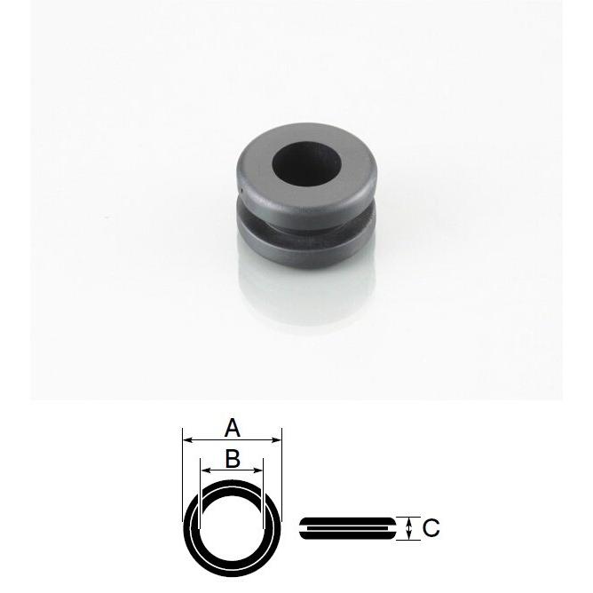K-CON キタココンビニパーツ グロメット（PVC） A：15.5mm×B：7.8mm×C：9.0mm／適合(下穴:φ11/板厚:2.5mm-3mm) 防振ゴム | ブランド登録なし