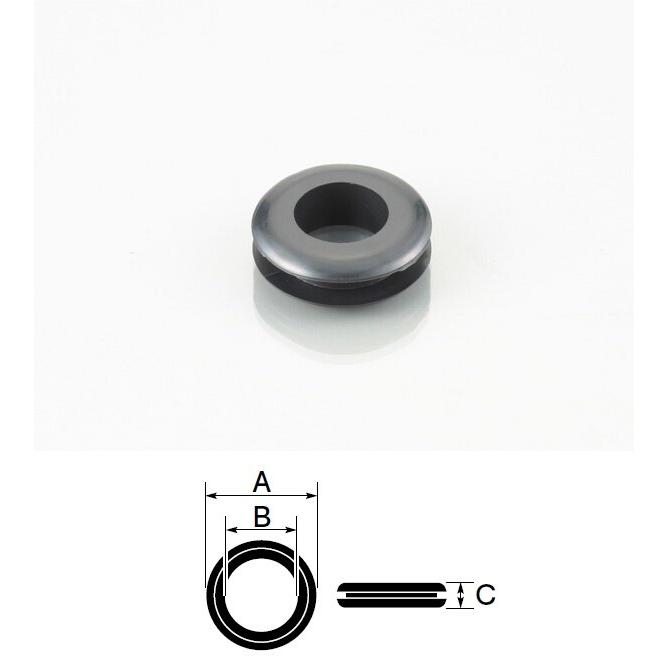 K-CON キタココンビニパーツ グロメット（PVC） A：19.5mm×B：10.5mm×C：6.4mm／適合(下穴:φ14/板厚:3mm-3.5mm) 防振ゴム | ブランド登録なし