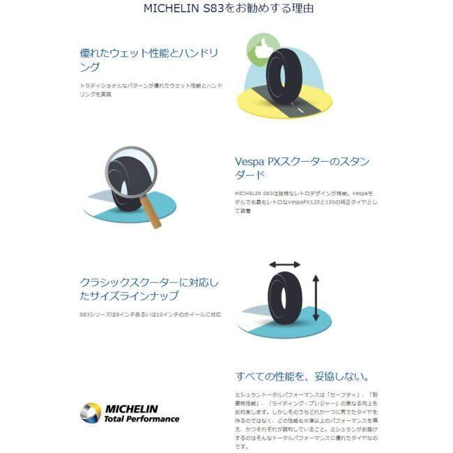 MICHELIN ミシュラン S83 【3.50-10 59J REINF TL/TT】 タイヤ HONDA ホンダ KAWASAKI カワサキ KYMCO キムコ PGO SUZUKI スズキ Vespa ベスパ YAMAHA ヤマハ | ミシュラン | 01