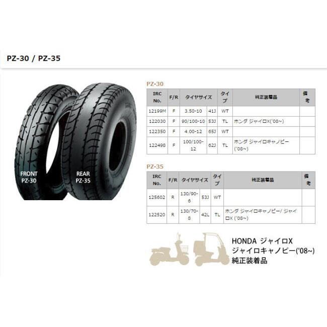 IRC アイアールシー PZ-35 【130/70-8 42L TL】 タイヤ ジャイロ