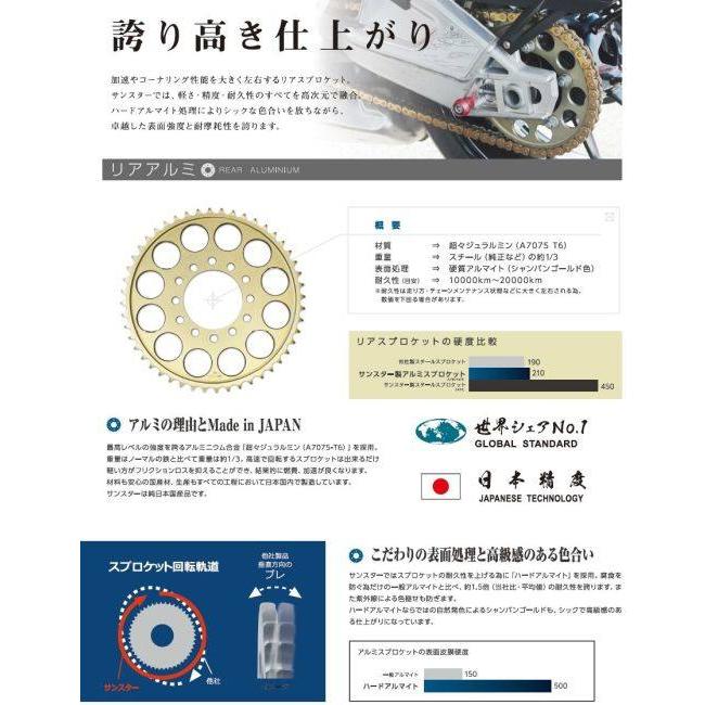 SUNSTAR サンスター リアスプロケット ジュラルミン 丁数：43 KAWASAKI カワサキ  ドリブンスプロケット・リアスプロケット 駆動系 | SUNSTAR（バイク） | 01
