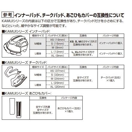 OGK Kabuto（オージーケーカブト） インナーパッド 【補修・オプション