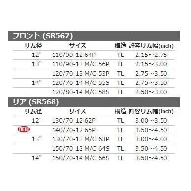 SHINKO シンコー SR567 【120/70-13 M/C 53P TL】 タイヤ G-Dink250i X-TOWN CT125 CT250 CITYSTAR 125 DRG BT マグザム マジェスティS X FORCE | SHINKO（タイヤ） | 01