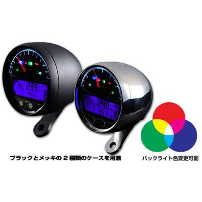 ACEWELL エースウェル 多機能デジタルメーター 回転数：6000rpm／カラー：メッキ 多機能タコ・スピードデジタルメーター メーター・インジケーター関係 電装系_1