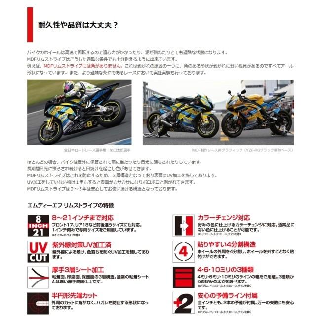 MDF エムディーエフ チタニウムリムストライプ 6M タイプ：ロゴ文字なし / サイズ：20インチ×2 リムステッカー・リムストライプ 外装 | MDF | 08