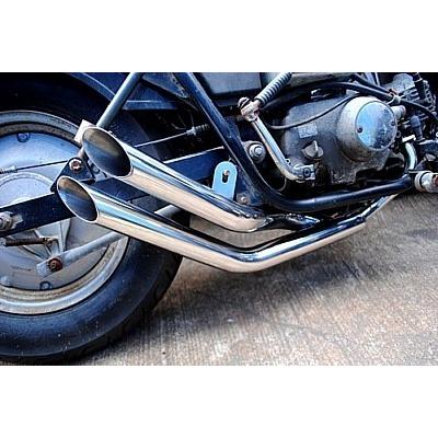 部品屋K&W ステンレス製ツインスラッシュカットWマフラー ジャズ HONDA