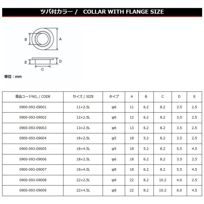 K-CON キタココンビニパーツ ツバ付きカラー サイズ：Φ5 / 18×2.5L