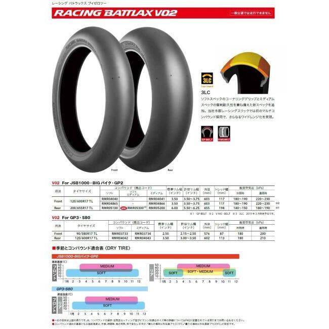 BRIDGESTONE（ブリヂストン） RACING BATTLAX V02 【120/600R17