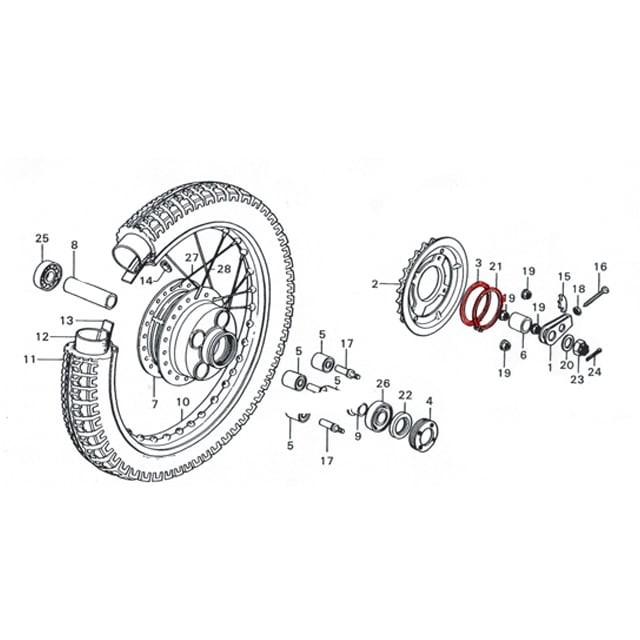 BRC ビーアールシー リアホイール用エキスターナルサークリップ＋ワッシャー CB400フォア (空冷) HONDA ホンダ その他ホイールオプション・補修部品 足回り | ブランド登録なし | 01