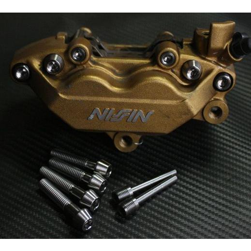 TITANIUM64 チタニウムロクジュウヨン ブレーキパッドピン・キャリパーブリッジボルトセット 陽極酸化カラー：無し NISSIN 4POT-2ピンタイプ ブレーキ