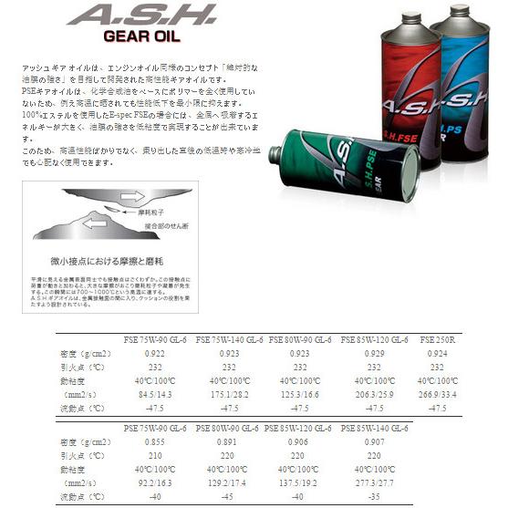 A.S.H OIL アッシュオイル ギアオイル PSE 75W-90 GL-6 容量：1L ミッションオイル・ギアオイル その他油脂類 オイル | A.S.H OIL | 03