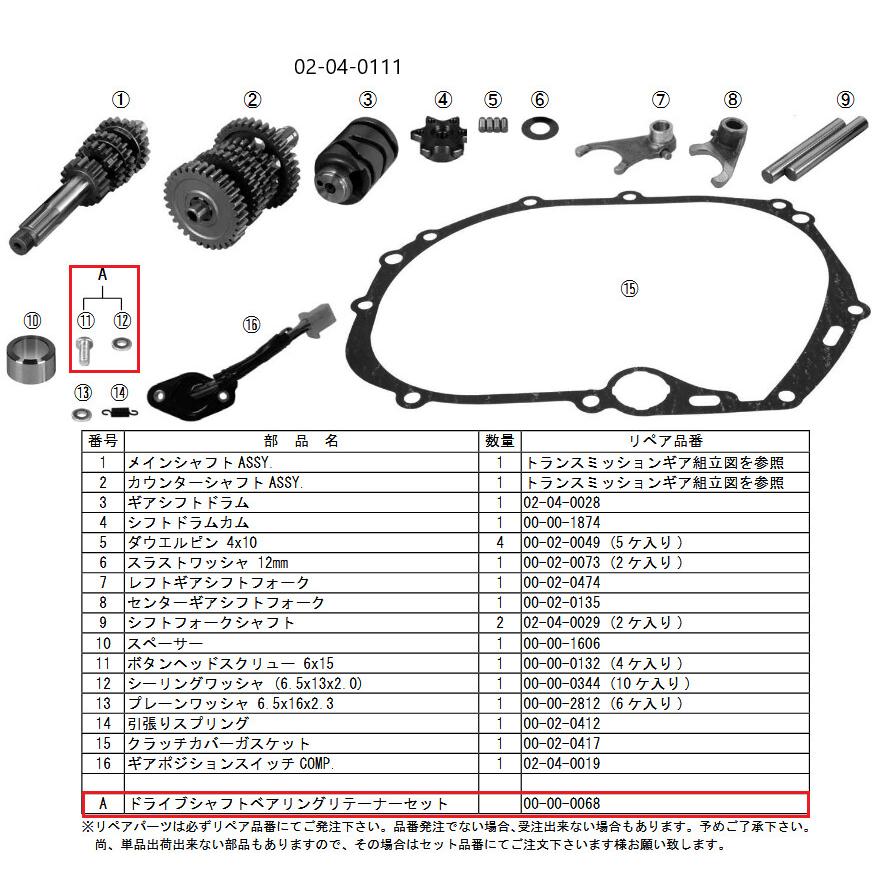 SP武川 SPタケガワ 【補修用パーツ】ドライブシャフトベアリングリテーナーセット KSR110 KLX110 KAWASAKI カワサキ ミッション・ギア エンジンパーツ エンジン | スペシャルパーツ武川