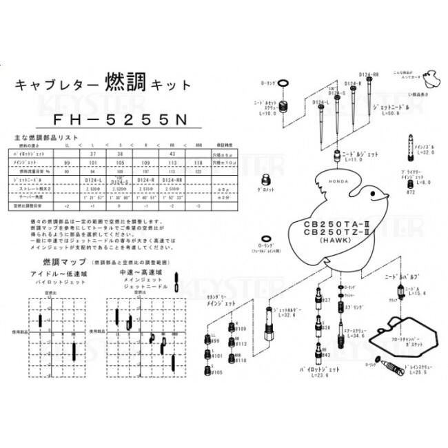 KEYSTER キースター キャブレター燃調キット ホーク CB250N CB250T HONDA ホンダ 燃調キット・セッティングキット 吸気関連 エンジン | KEYSTER | 11