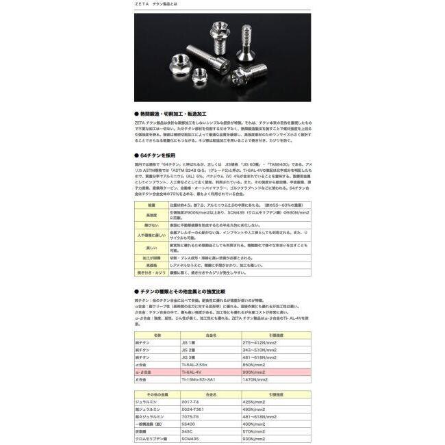 ZETA ジータ チタン フランジボルト スタンダード(Z-チタン) サイズ：M8 P=1.25／L=20 汎用ボルト・ネジ | ZETA | 04