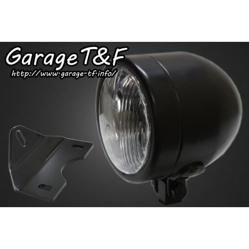 Garage T\u0026F ガレージ 4インチドームライト＆ライトステーキット  タイプG ライトケースカラー：ブラック KAWASAKI カワサキ ヘッドライト 灯火類 電装系