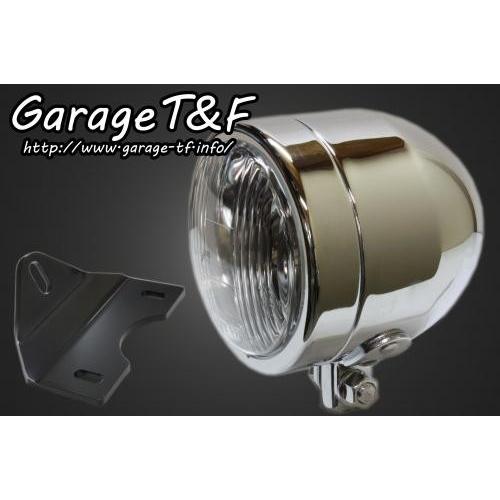 Garage T\u0026F ガレージ 4インチドームライト＆ライトステーキット  タイプG ライトケースカラー：メッキ KAWASAKI カワサキ ヘッドライト 灯火類 電装系