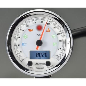 ACEWELL エースウェル 多機能デジタルメーター 回転数：210km/h／カラー：ホワイトパネル 多機能タコ・スピードデジタルメーター メーター・インジケーター関係