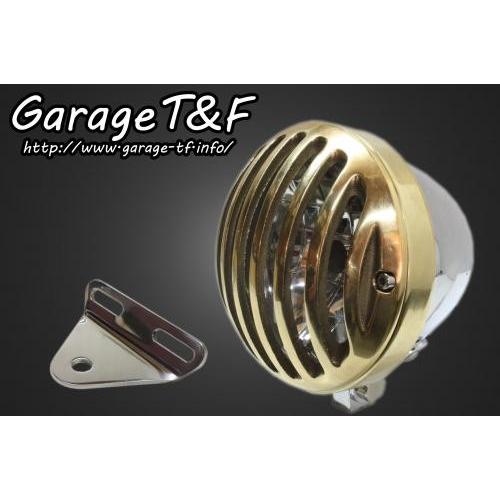 Garage T＆F - Garage T\u0026F 車宿り 4.5インチバードゲージヘッドライト＆ライトステー(印字機A)一揃いの道具 前照灯：メッキ仕上 シャドウスラッシャー400 HONDA ホンダ