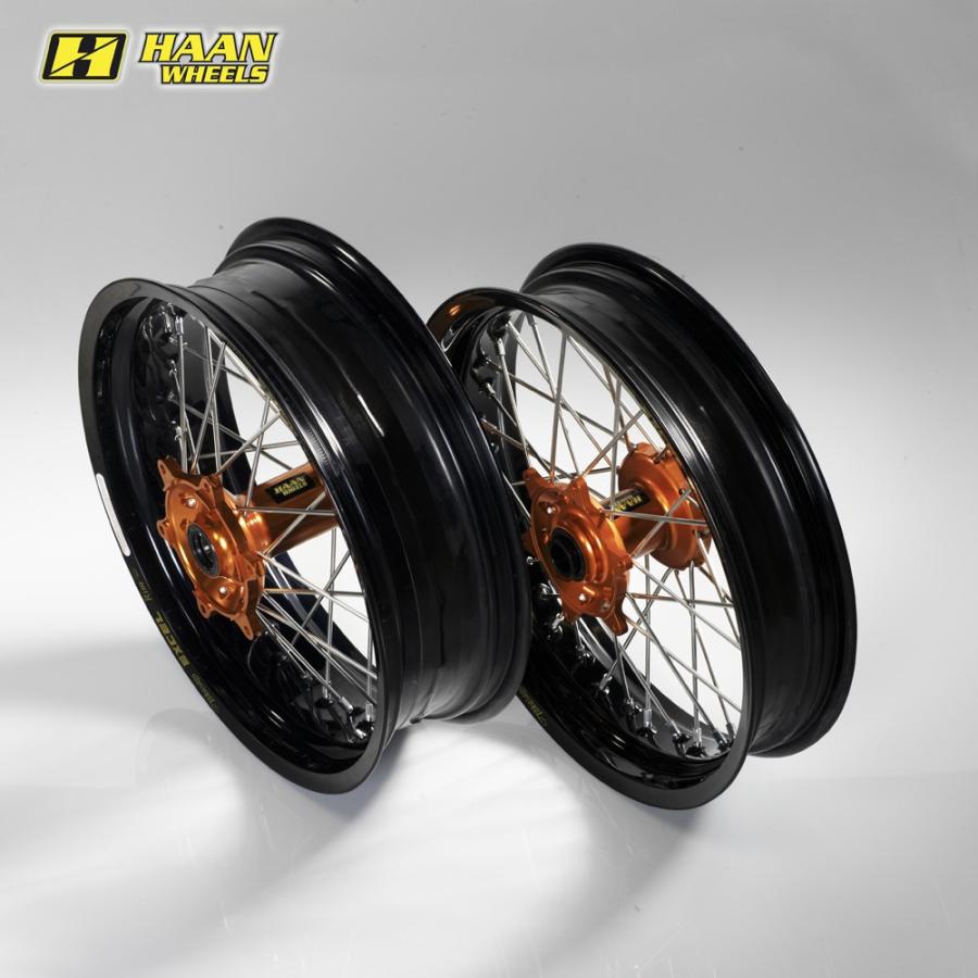 A7人気シール帳 HAAN WHEELS HAAN WHEELS:ハーンホイール フロント・リアモタードコンプリートホイール F3.50-R4.25／17インチ カラー：レッド / カラー：ブラック 【2304535086】(83893円)